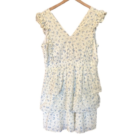 1. State Women's Ivory Eyelet Floral Tiered-Hem Dress Size L - Picture 4 of 9